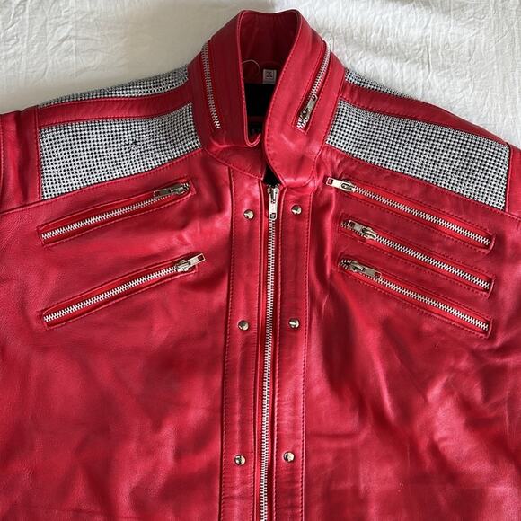 Unisex 2XL Red Leather Jacket with removable sleeves Michael Jackson Thriller - Picture 9 of 16